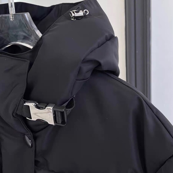 Prada Charcoal Hooded Puffer Coat - Picture 3 of 4